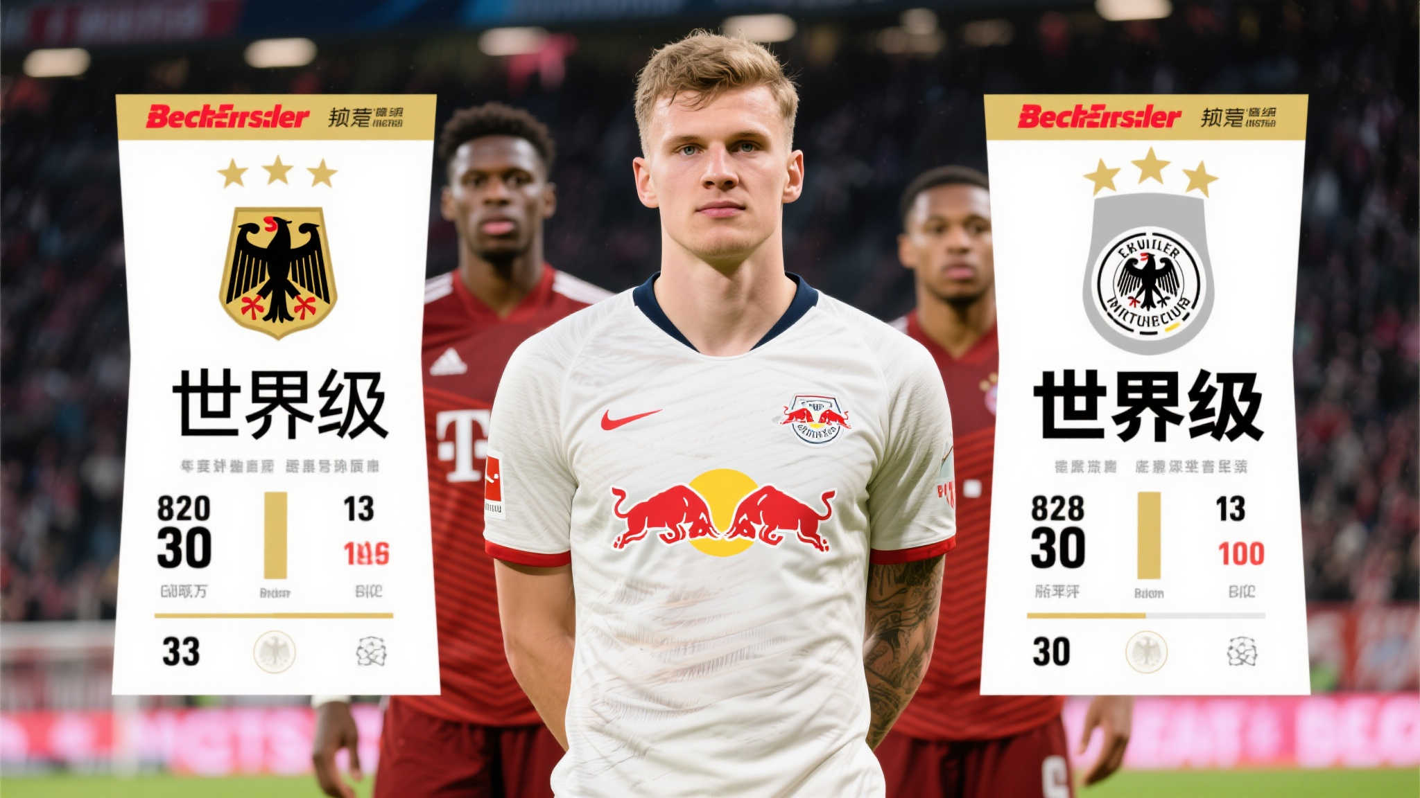 德甲中卫最新评级：无世界级，施洛特贝克与若领衔