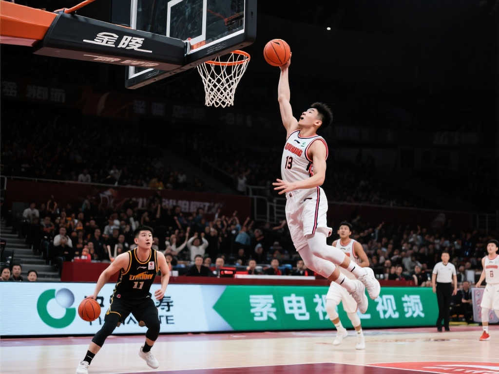 震撼！@朱俊龙-23 开场抢断杰曼，快攻单手劈扣燃爆全场！